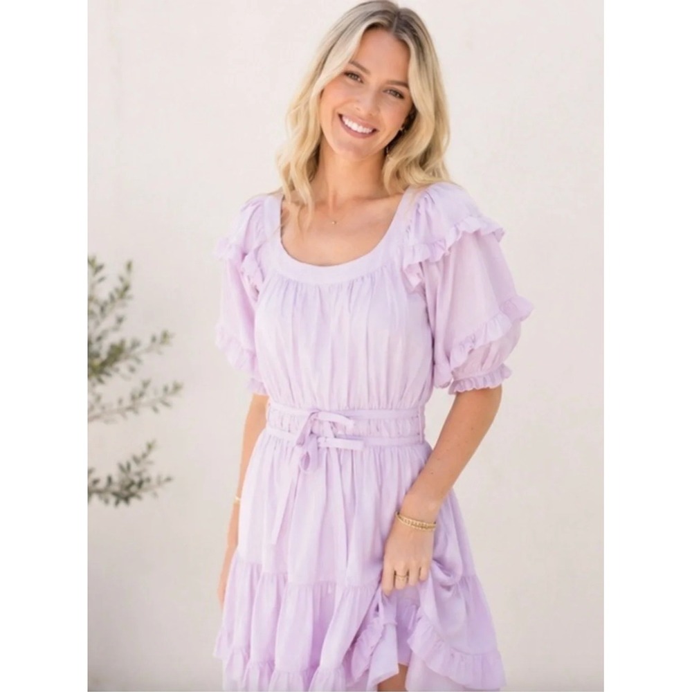 NWT Anna Cate Aurora Dress Orchid Purple Floral Ruffle Cottagecore Prairie L
